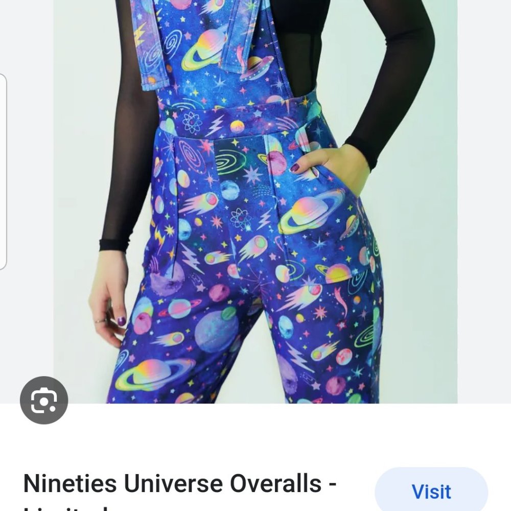 RARE Blackmilk nineties universe overalls XL Space Pants 90s Retro Galactic AU - Picture 2 of 2